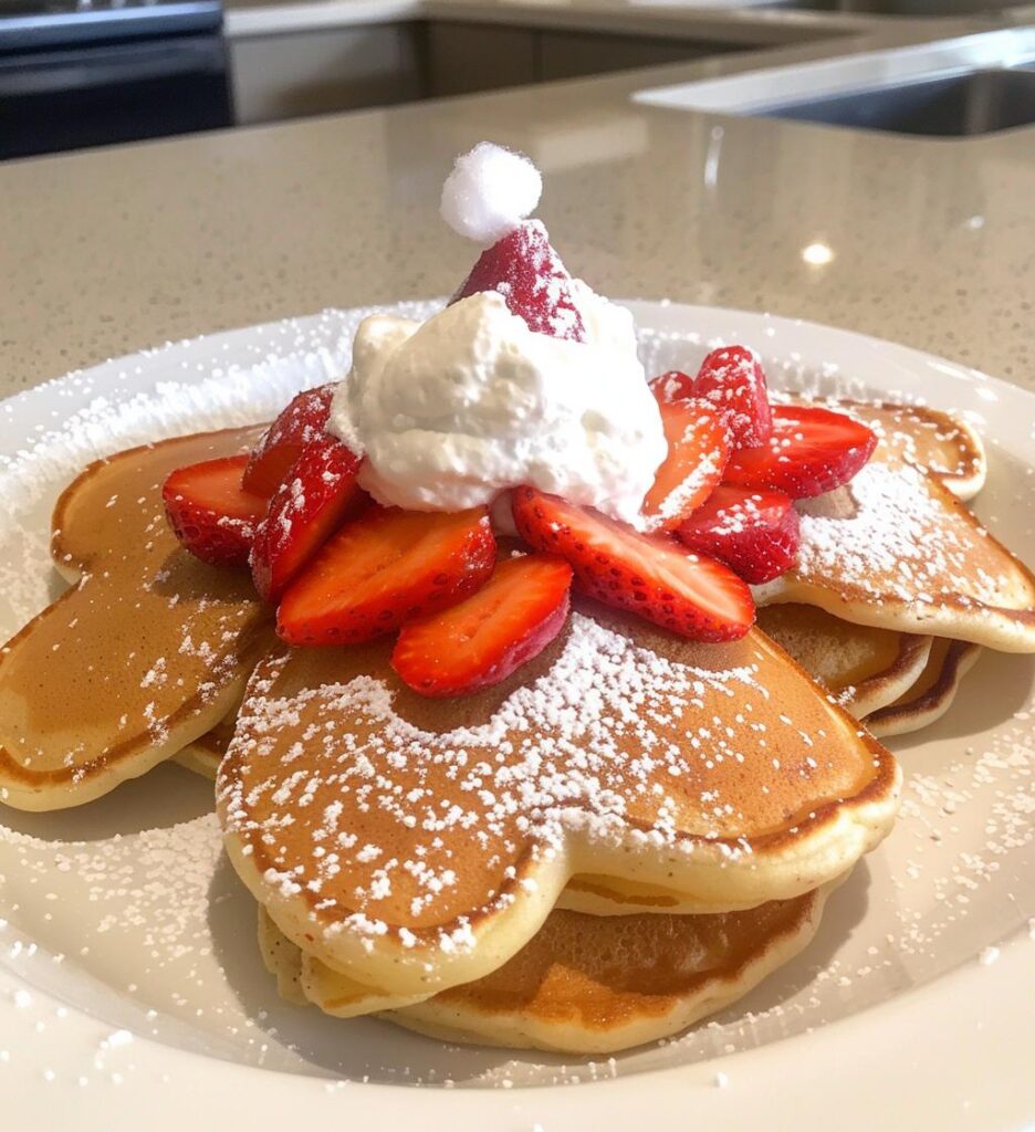 Santa Hat Strawberry Pancakes