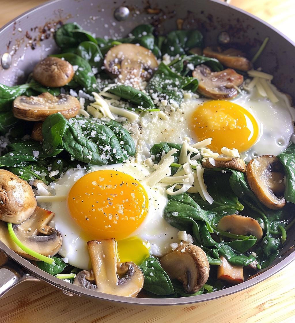 Spinach Mushroom Breakfast Skillet