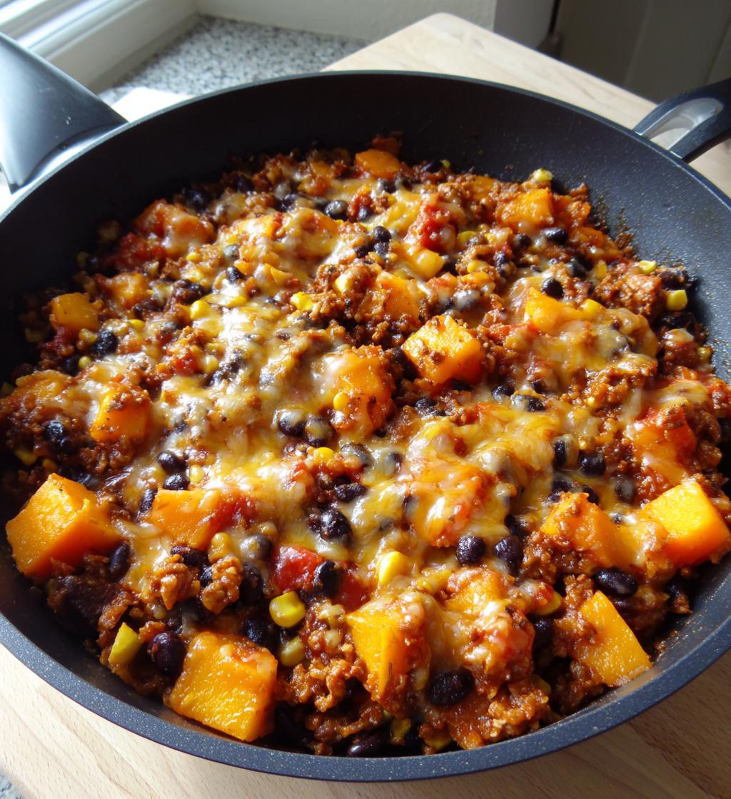 butternut squash black bean enchilada skillet