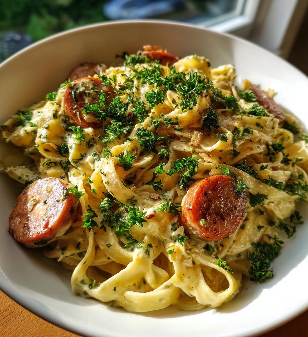 cajun smoked sausage alfredo pasta recipe - detail 1