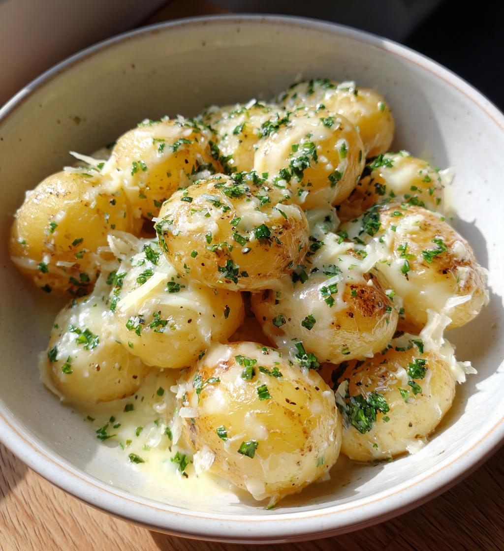cheesy boiled baby potatoes - detail 1
