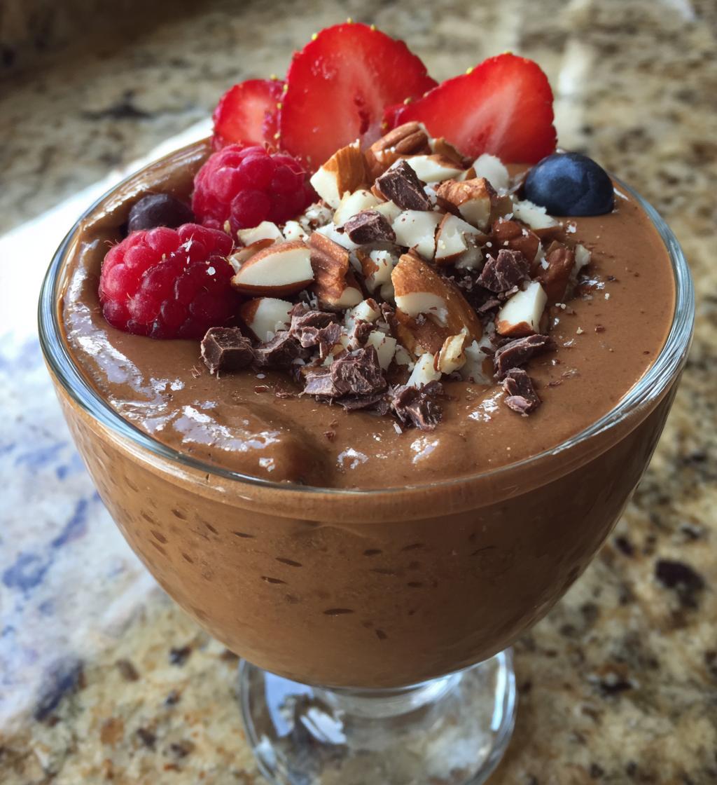 chocolate keto chia pudding - detail 1