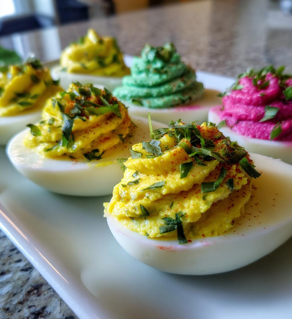 colored deviled eggs for easter - detail 1