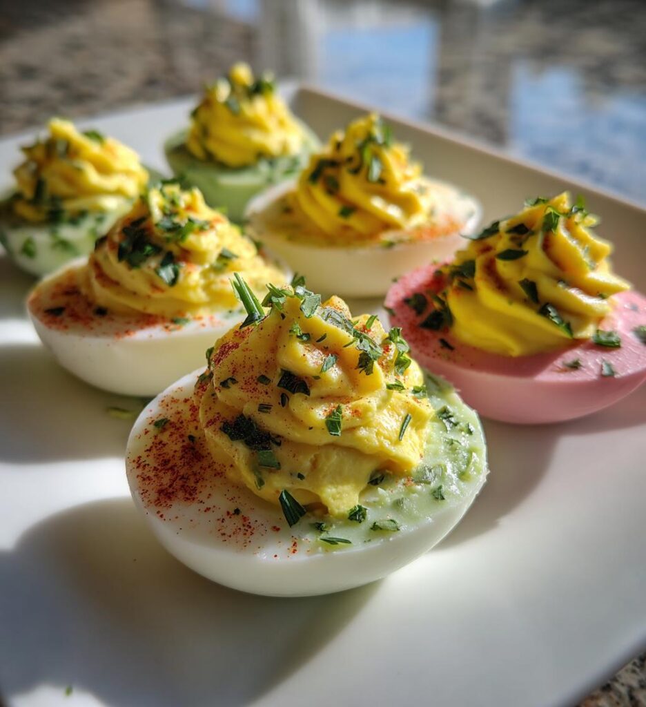 colored deviled eggs for easter