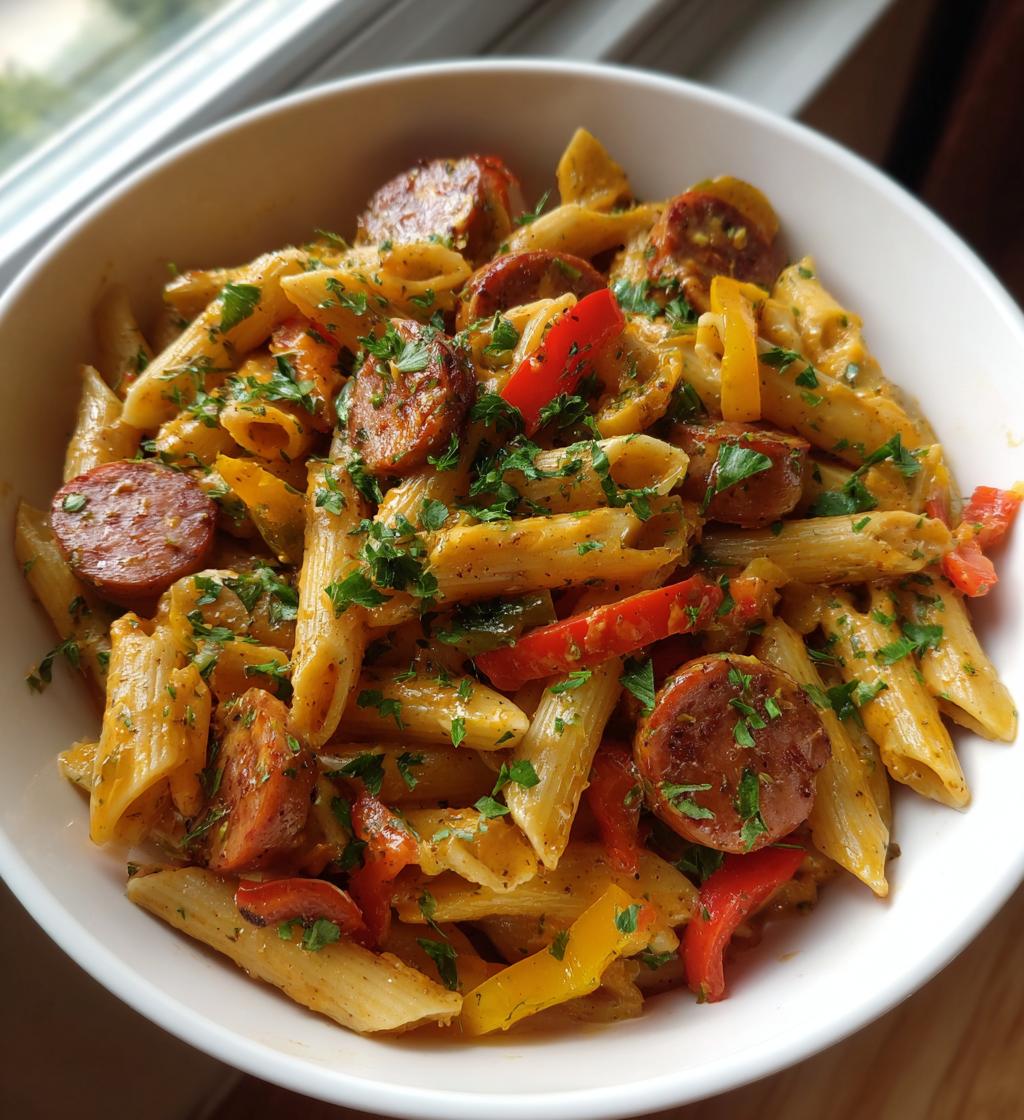 creamy cajun sausage pasta recipe - detail 1