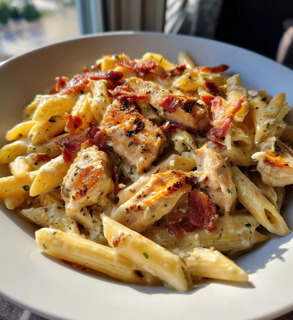 creamy chicken bacon ranch pasta