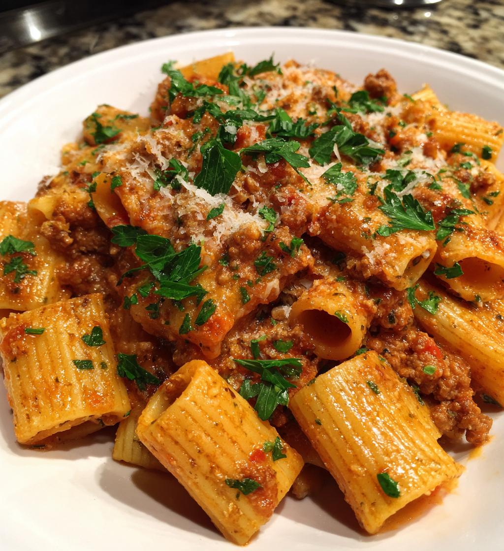 creamy sausage rigatoni