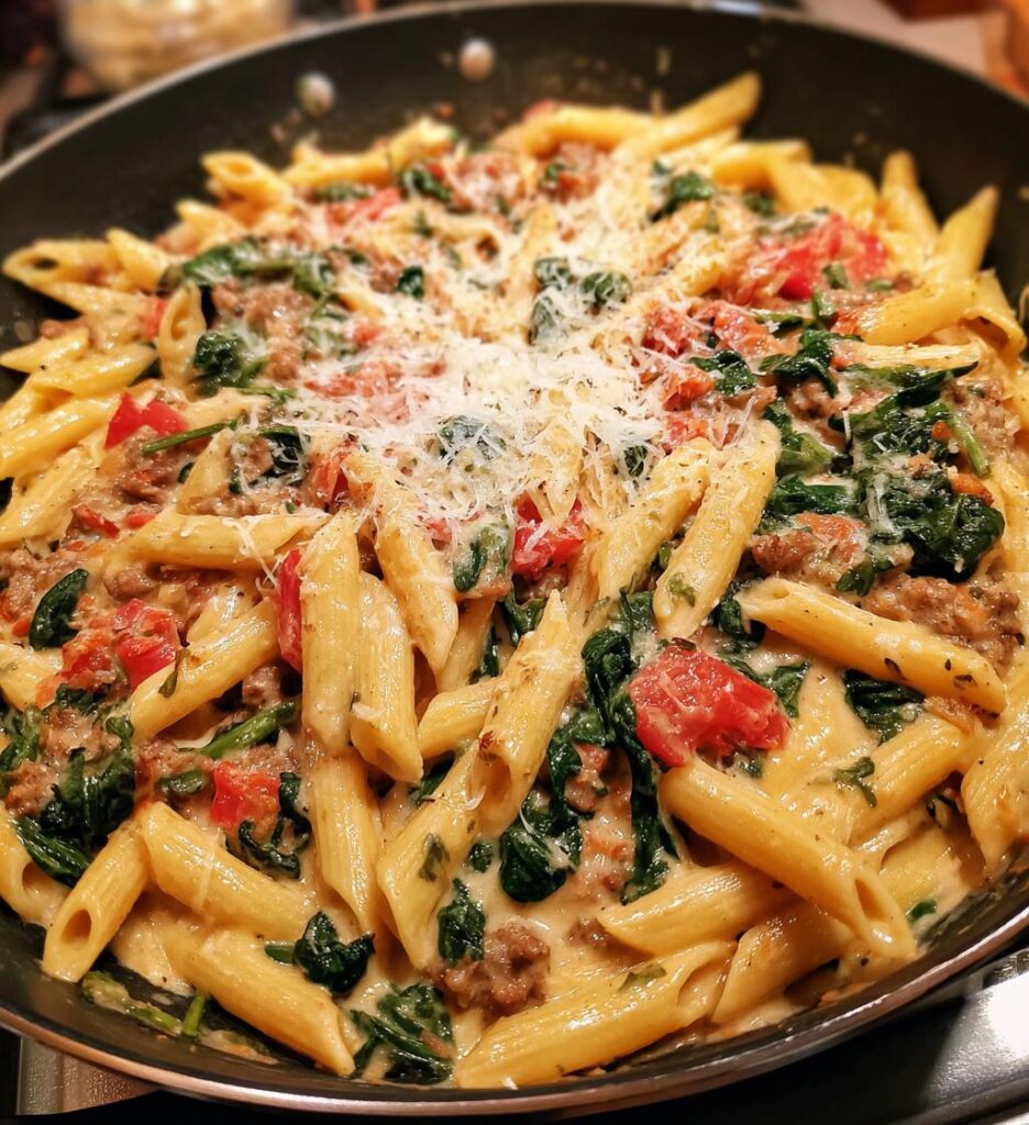 creamy tuscan sausage pasta thats better than takeout