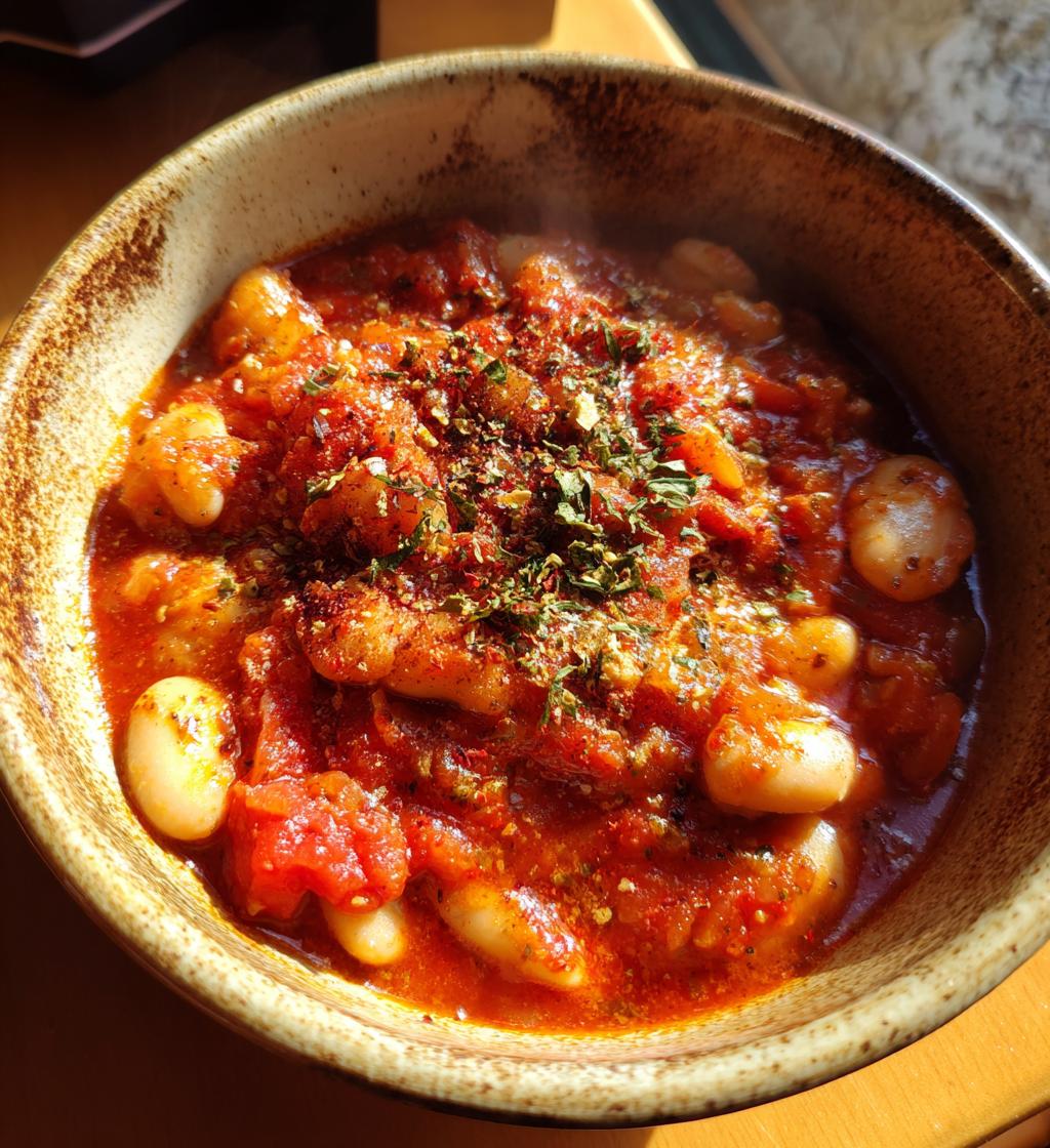 creamy vegan tomato white bean stew