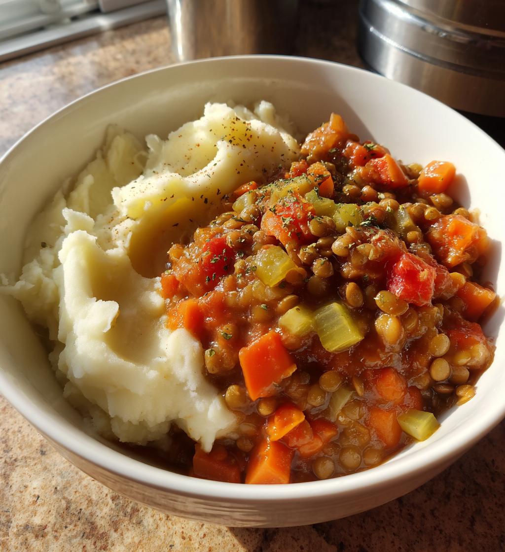 easy lentil stew mashed potatoes vegan