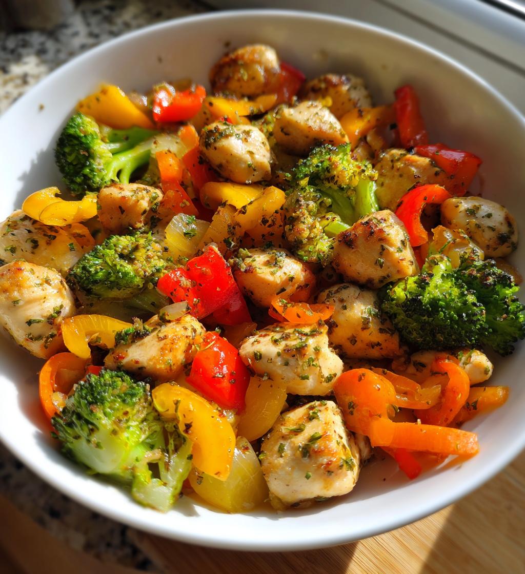 healthy chicken and vegetables skillet - detail 1