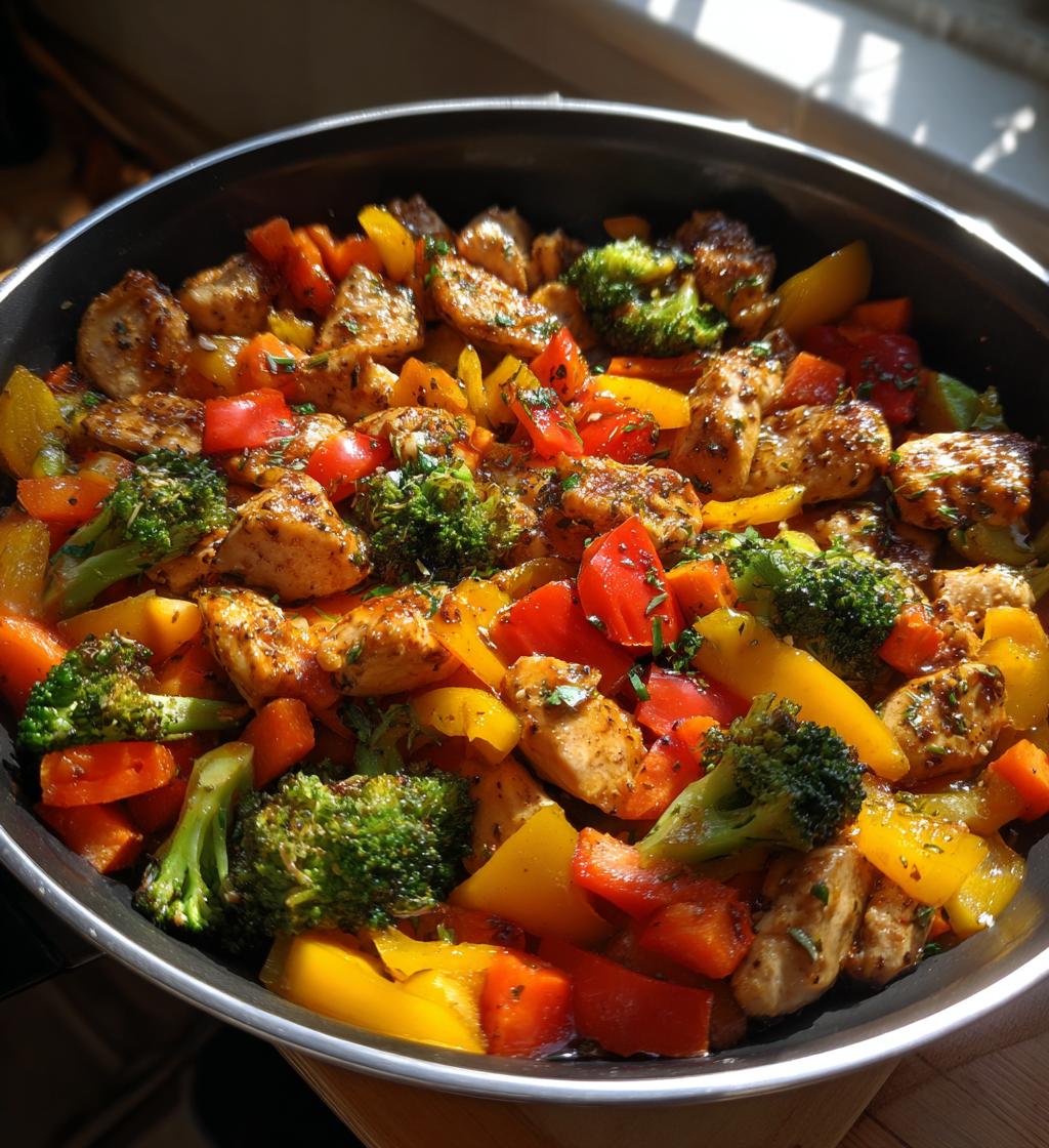 healthy chicken and vegetables skillet