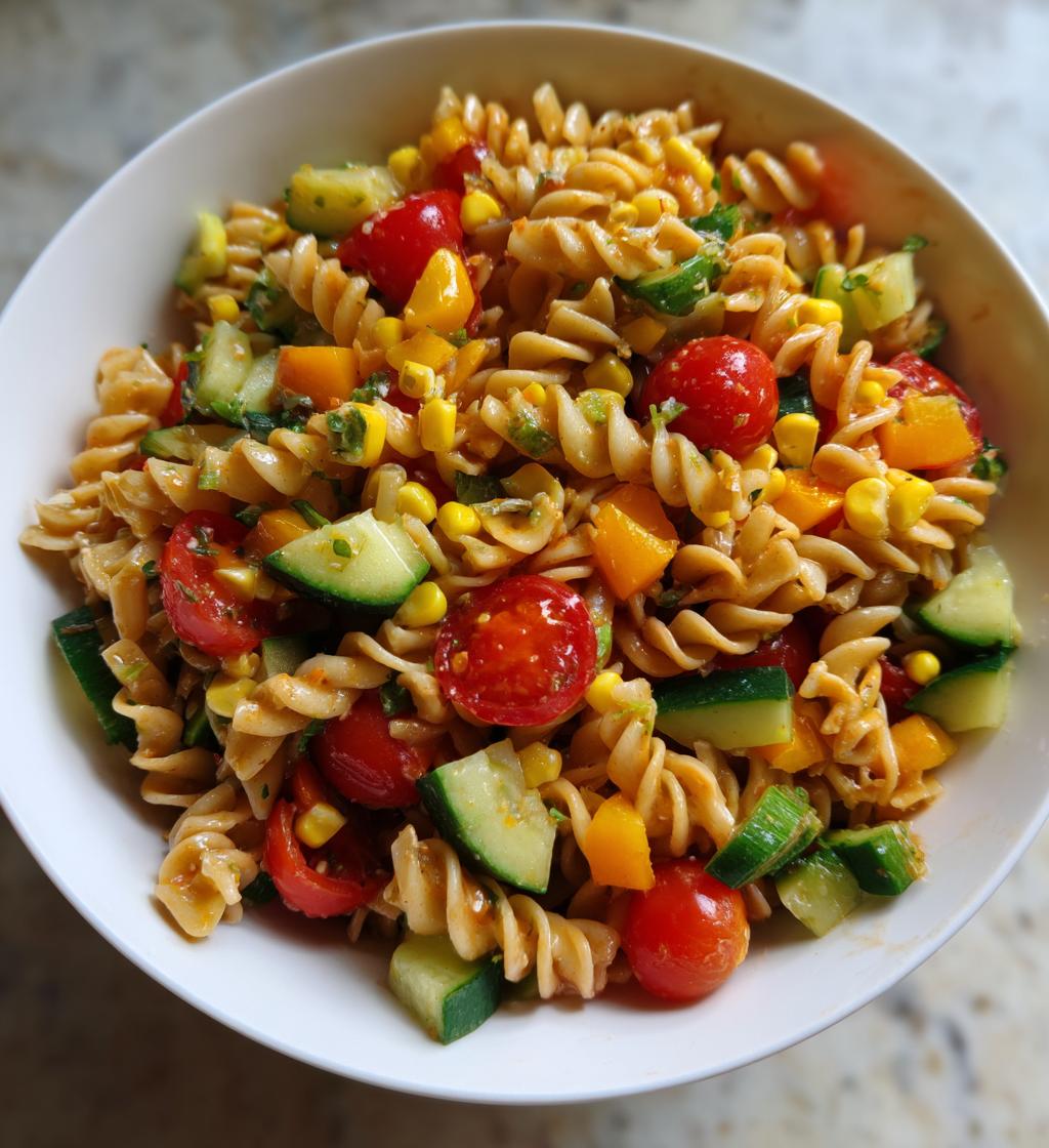 healthy vegan pasta salad - detail 1