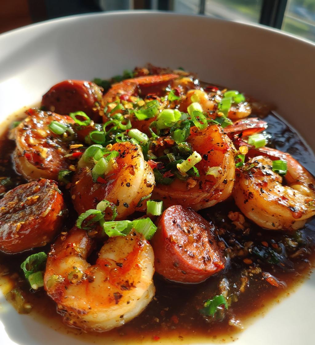 honey garlic shrimp sausage easy one pan dinner - detail 1