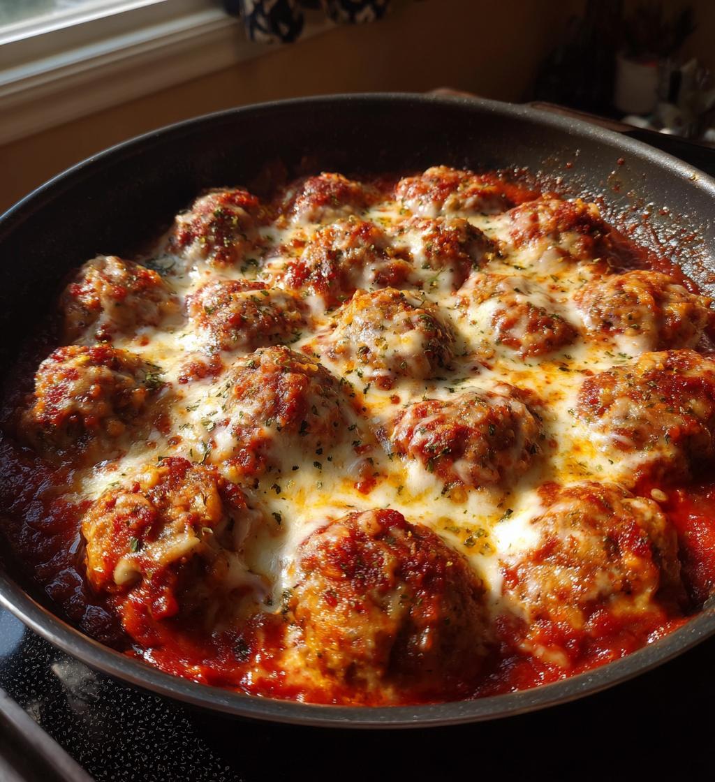 keto diet friendly meatball casserole with cheese and sauce - detail 1