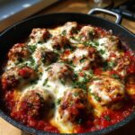 keto diet friendly meatball casserole with cheese and sauce