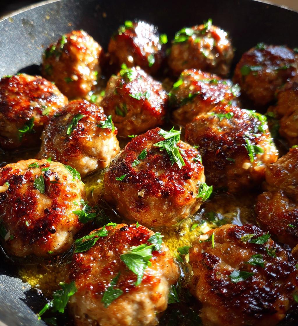 keto garlic butter meatballs - detail 1