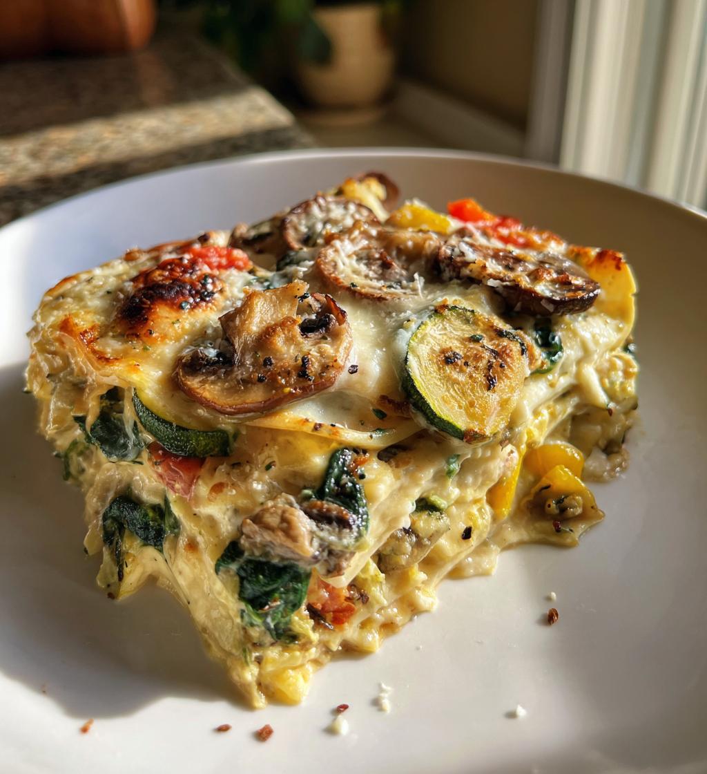 loaded veggie white lasagna - detail 1