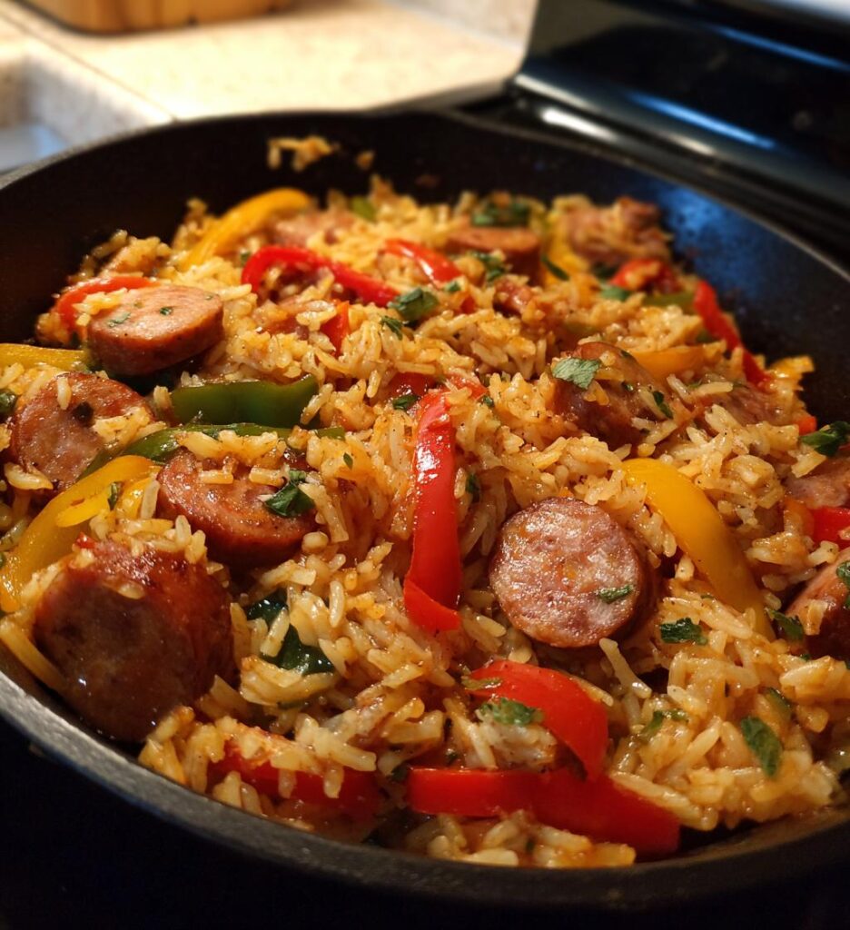 one pan cajun sausage and rice skillet recipe