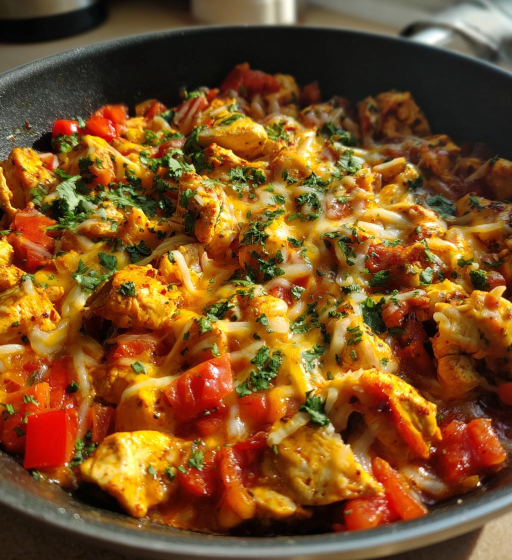 one pot keto low carb chicken enchilada skillet - detail 1