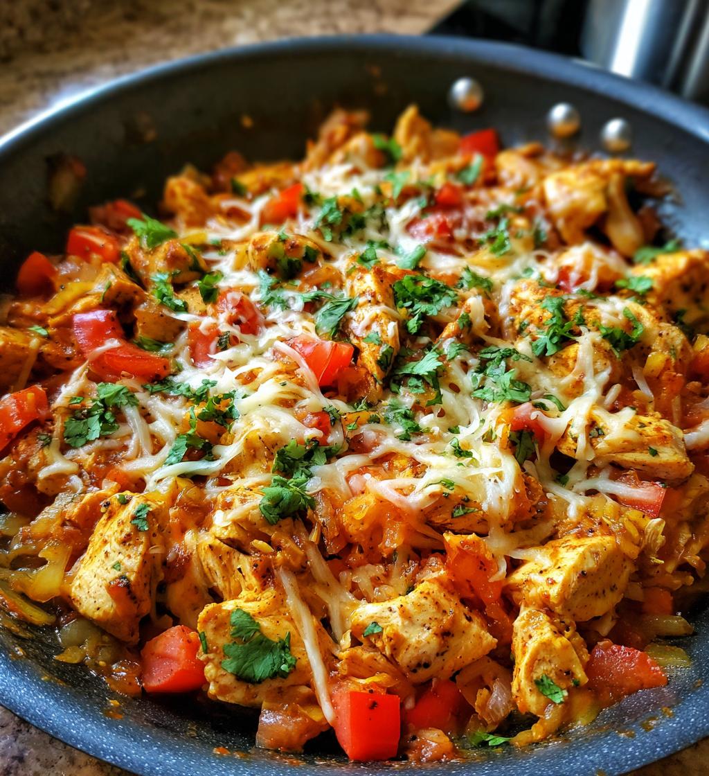 one pot keto low carb chicken enchilada skillet