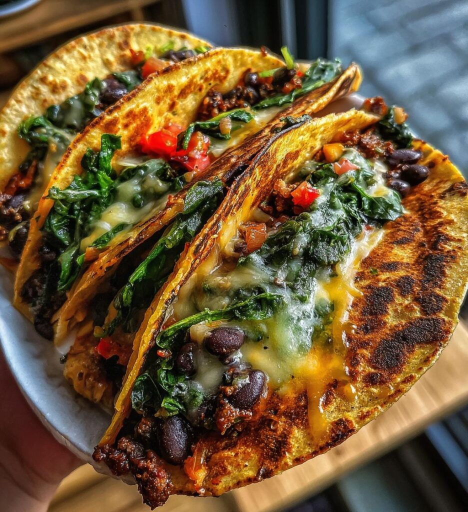 oven baked spinach tacos