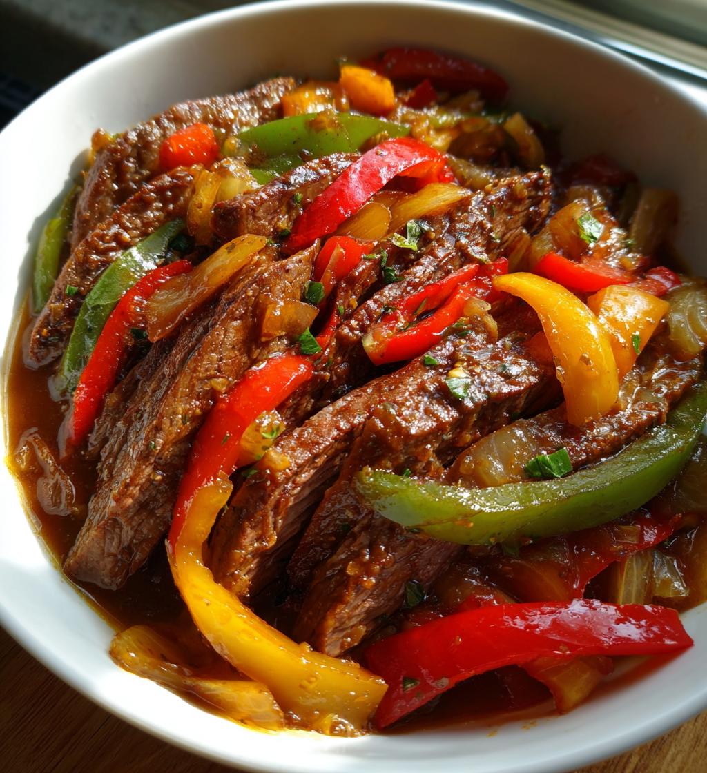 pepper steak in a crock pot - detail 1