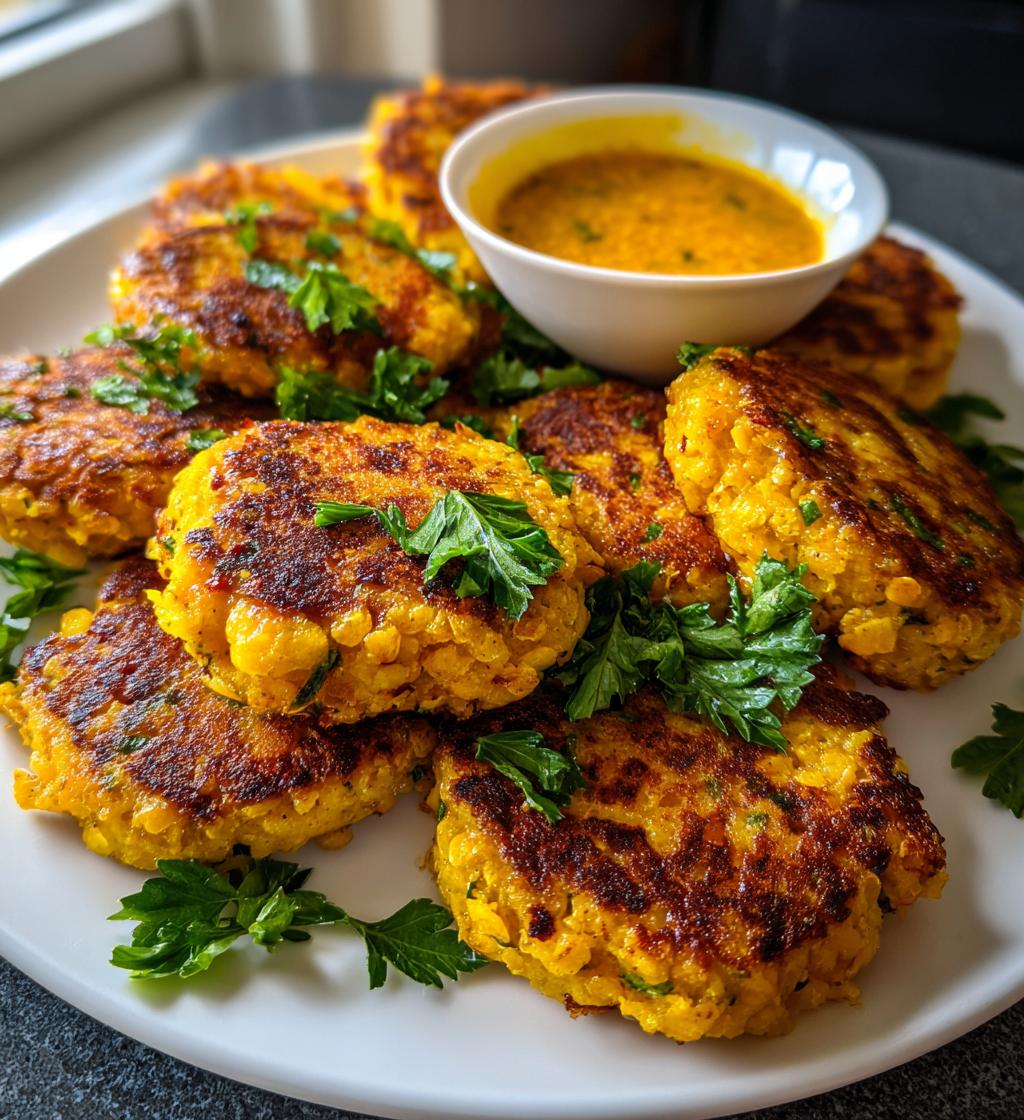 red lentil patties - detail 1