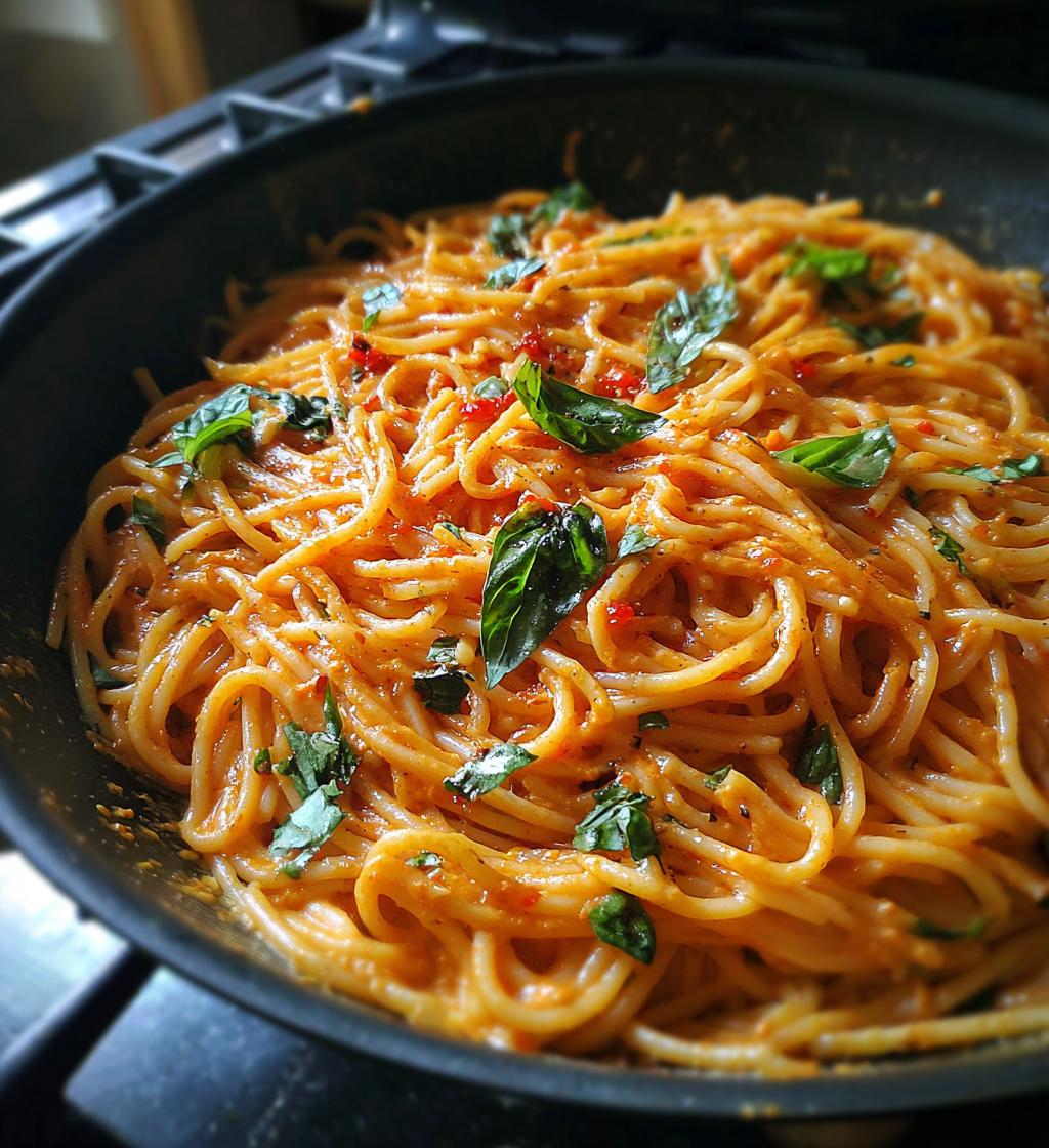 roasted red pepper pasta - detail 1