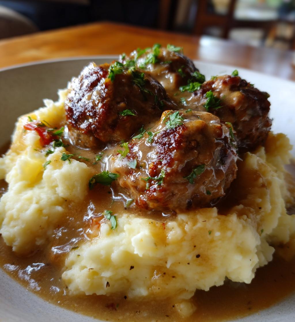salisbury meatballs and mashed potatoes recipe
