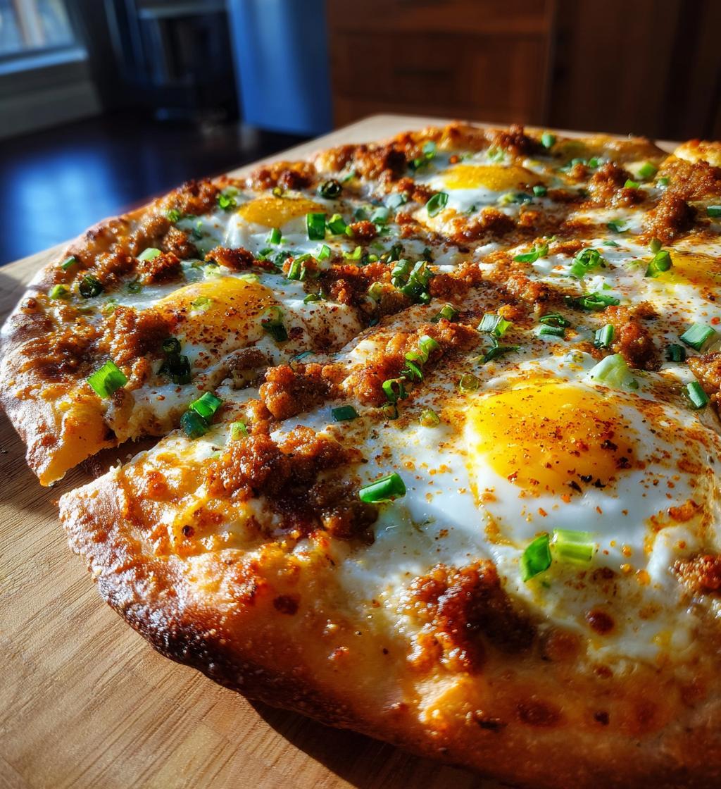 sausage breakfast pizza - detail 1
