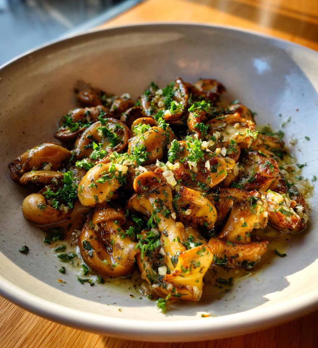 sauteed oyster mushrooms - detail 1