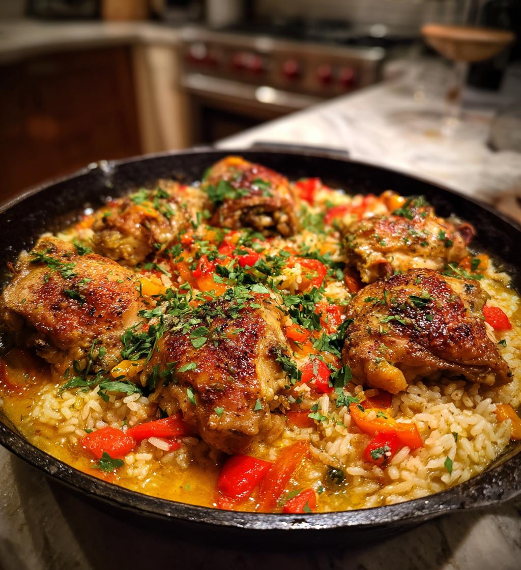 savory southern style smothered chicken and rice - detail 1