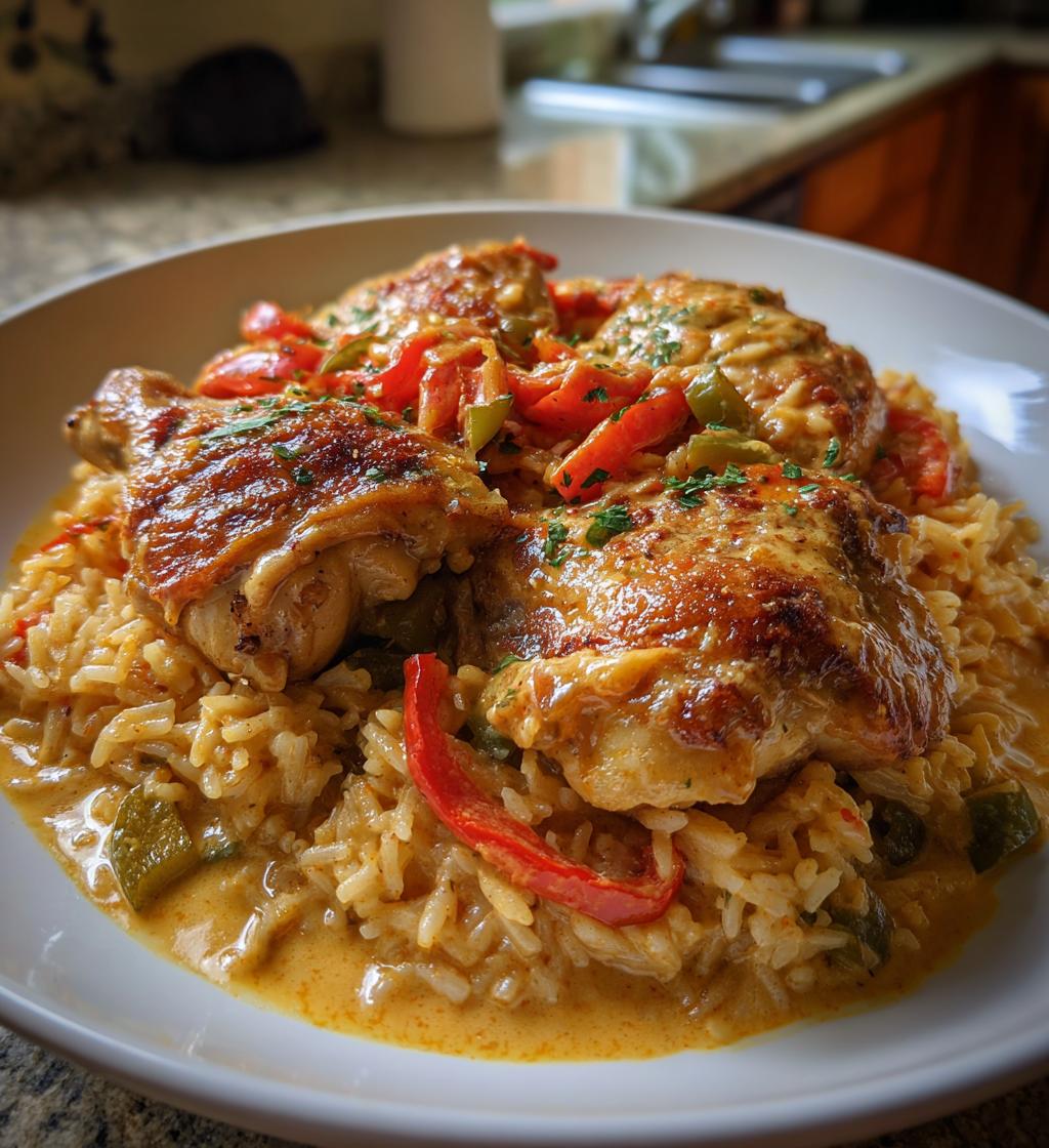 savory southern style smothered chicken and rice