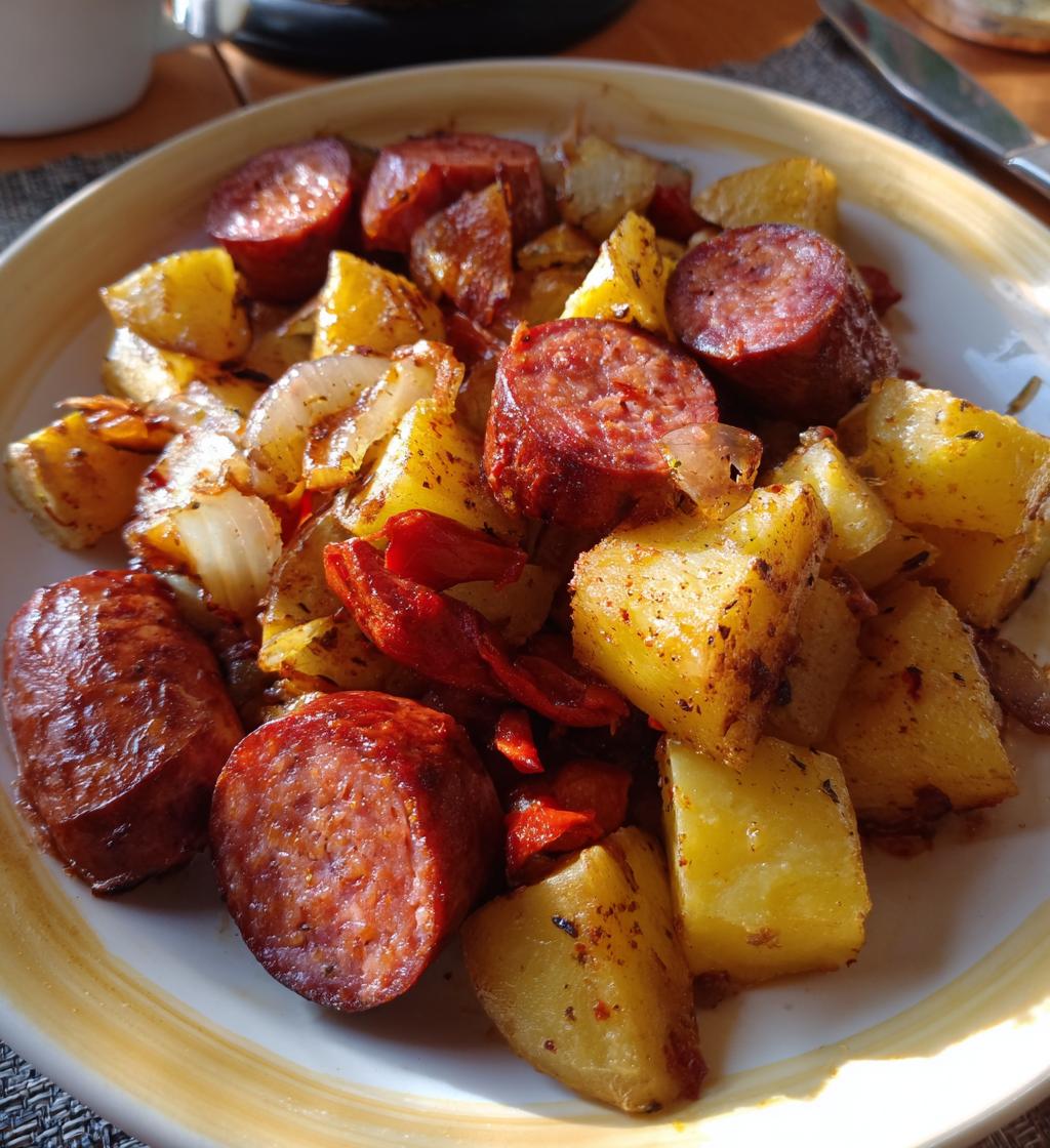 smoked sausage and potatoes - detail 1