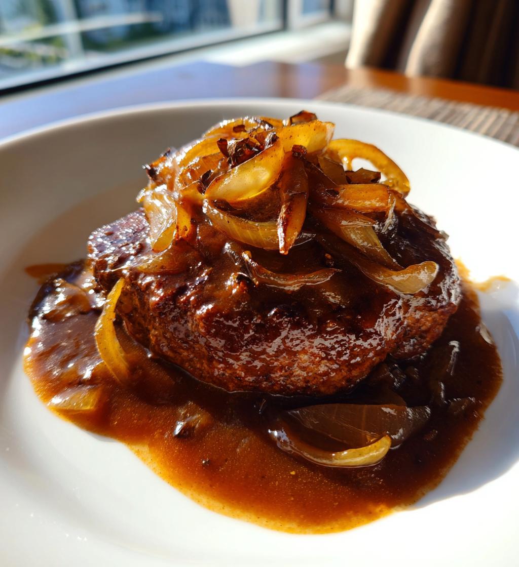 smothered hamburger steak - detail 1