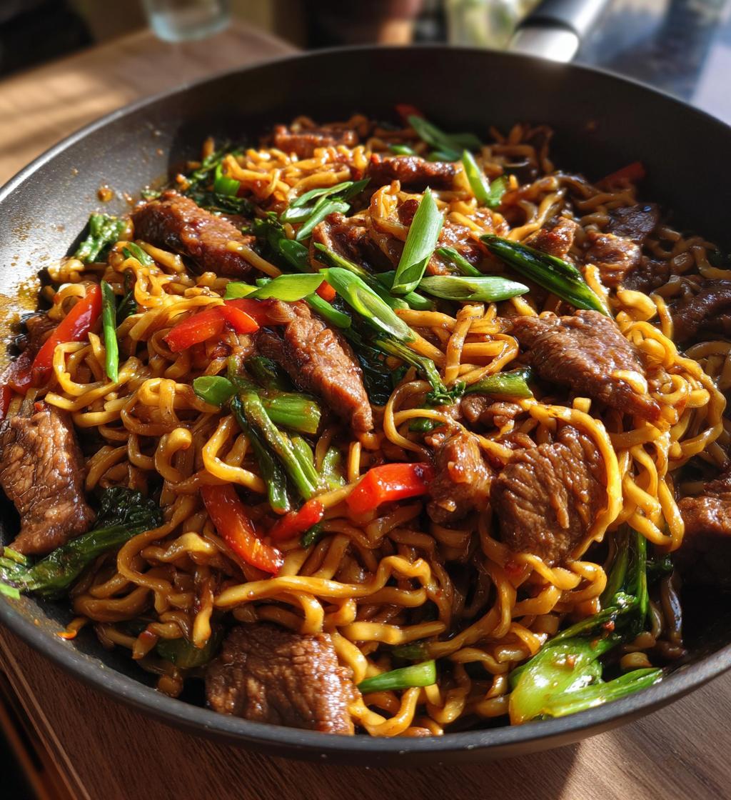 sticky beef noodles - detail 1