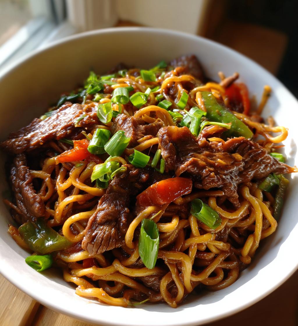 sticky beef noodles