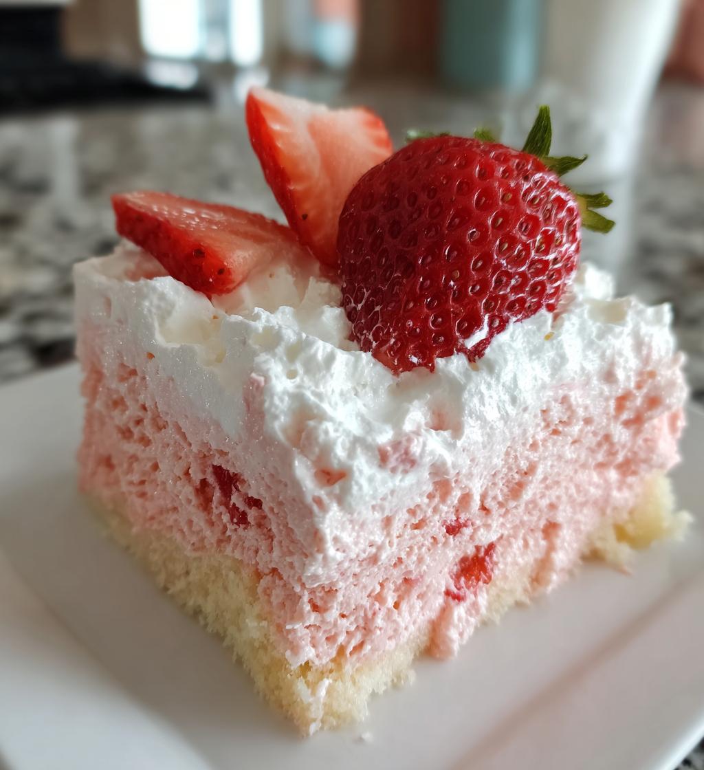 strawberry sheet cake pudding - detail 1