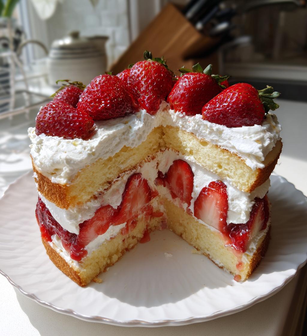 strawberry shortcake layer cake sponge cake - detail 1