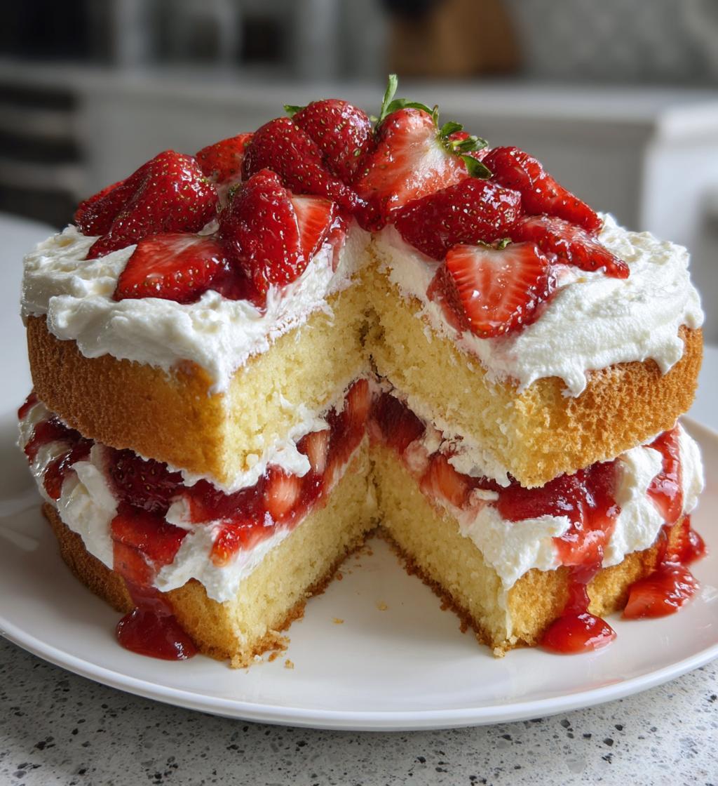 strawberry shortcake layer cake sponge cake
