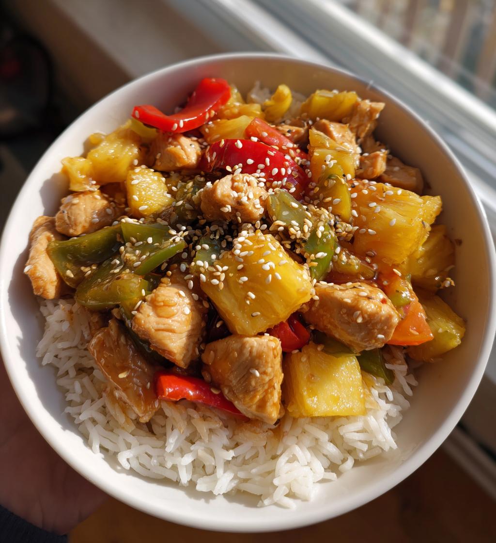 sweet and savory pineapple chicken and rice recipe - detail 1