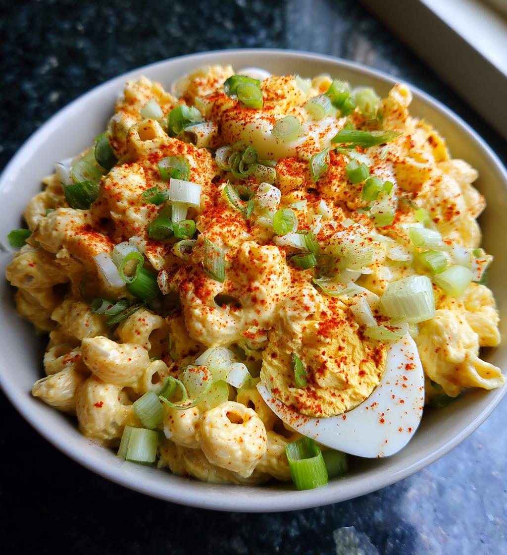 unique deviled egg macaroni pasta salad recipe that stuns