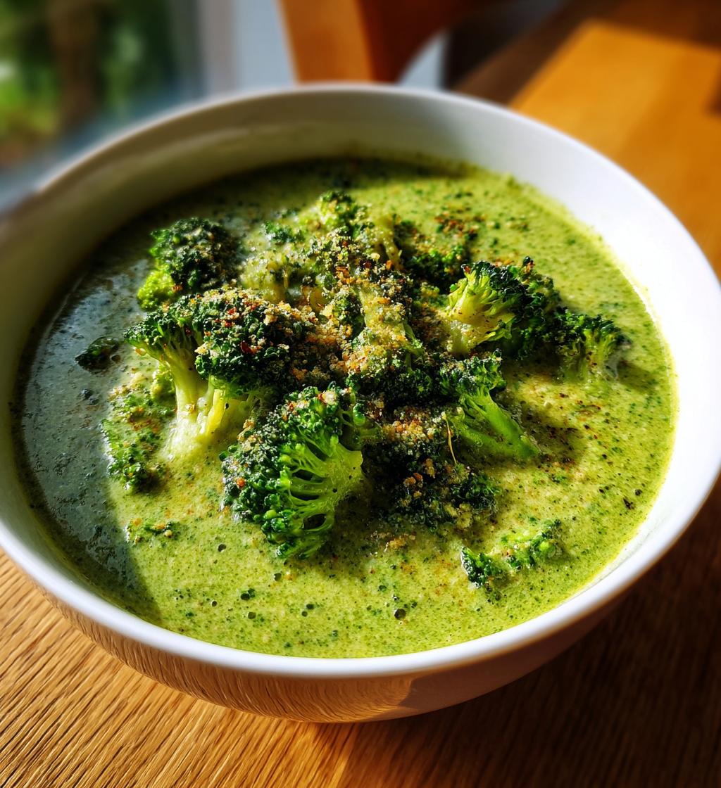 vegan broccoli cheese soup - detail 1