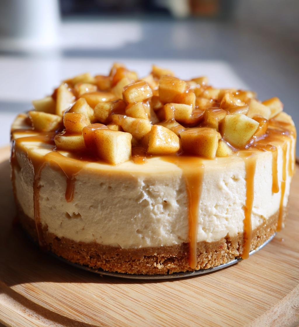 vegan caramel apple cheesecake - detail 1