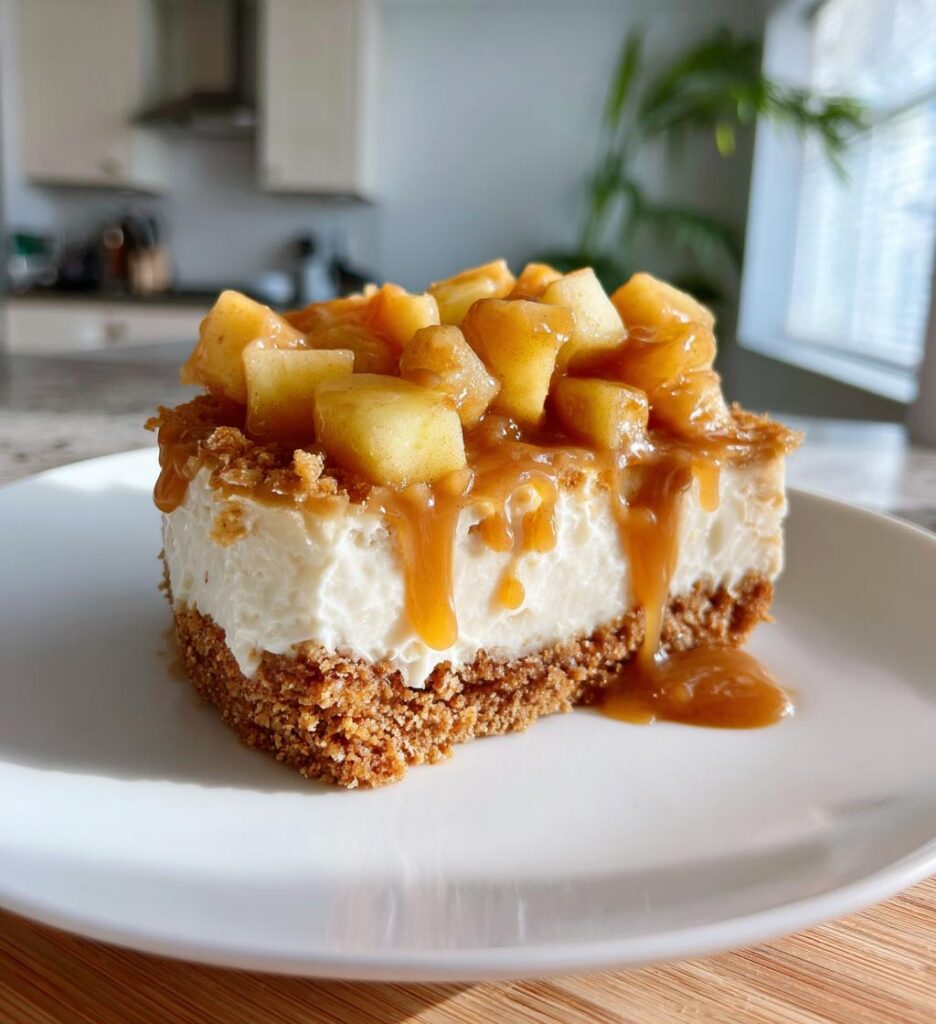 vegan caramel apple cheesecake