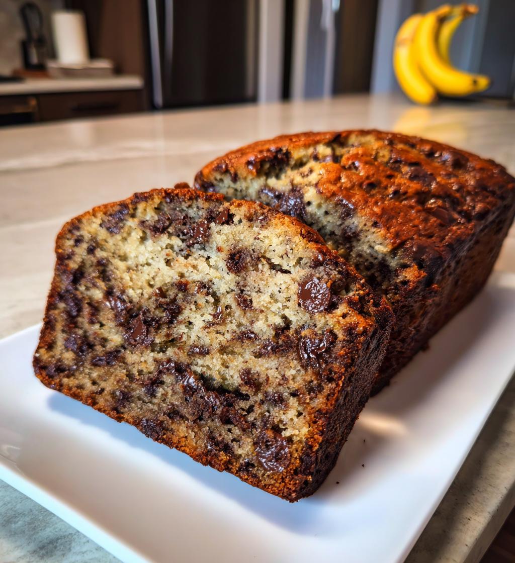 vegan chocolate chip banana bread - detail 1