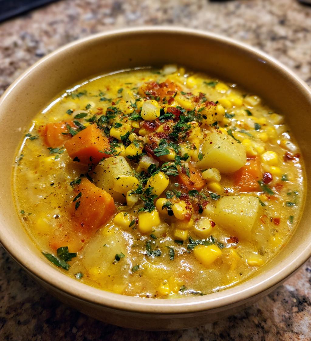 vegan corn chowder - detail 1