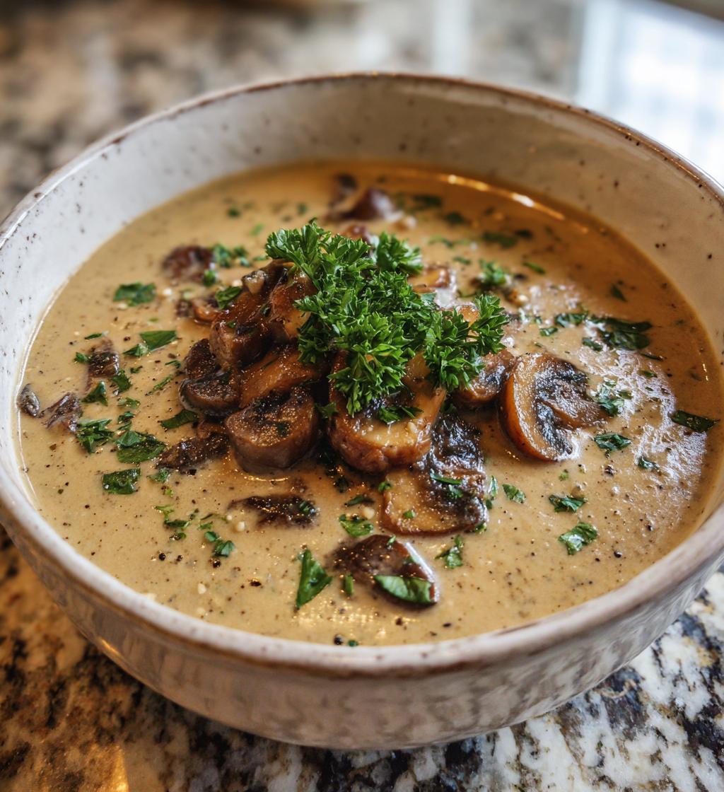 vegan cream of mushroom soup - detail 1