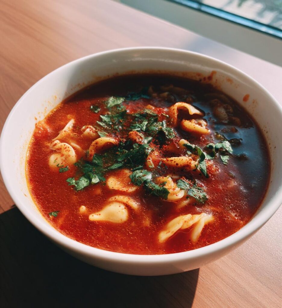 vegan tomato pasta soup